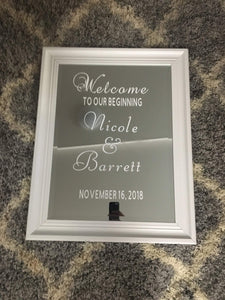 welcome sign mirror wedding sign Wedding babyshower bridal shower