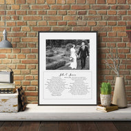 Wedding Anniversary gift  lyric vows Custom print framed