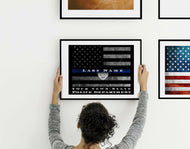 Police officer gift Thin Blue Line flag Framed wall art Police gift police academy gift Framed retirement gift Police academy police