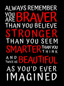 Always remember You are Braver Bestfriend gift Stronger Smarter Beautiful poster feminist feminist gift Poster