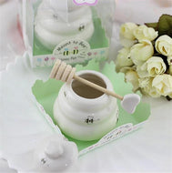White ceramic honey pot with dipper Party Favors gift