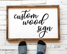 Load image into Gallery viewer, Farmhouse wood signs Custom sign barnwood frame Custom Quote Print Personalized wall wart Print wood signs custom poster typewriter