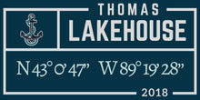 Load image into Gallery viewer, Lake Custom Print - Lake House Print - Family Name Print - Coordinates - Latitude Longitude - Last Name Wall Print - Lake House Decor