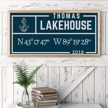 Load image into Gallery viewer, Lake Custom Print - Lake House Print - Family Name Print - Coordinates - Latitude Longitude - Last Name Wall Print - Lake House Decor