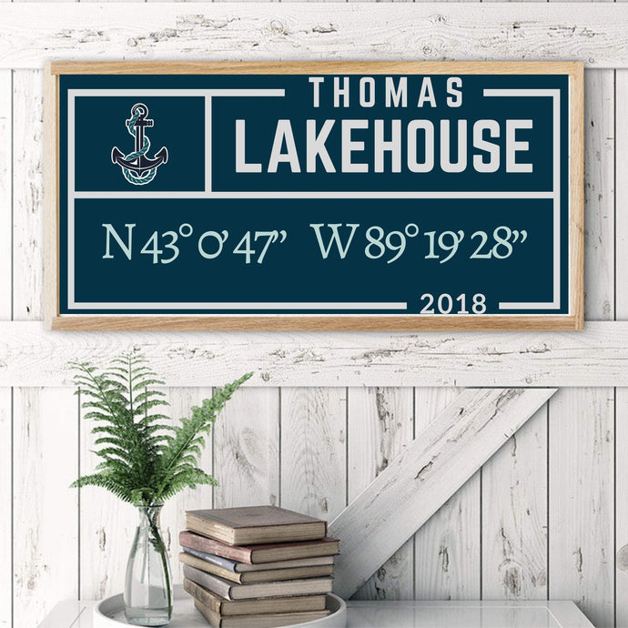 Lake Custom Print - Lake House Print - Family Name Print - Coordinates - Latitude Longitude - Last Name Wall Print - Lake House Decor