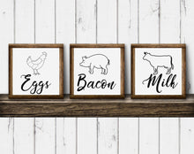 Load image into Gallery viewer, Personalized Kitchen wood sign set of 3 6x6 inch personalized farmhouse for wall art rustic barnwood  kitchen
