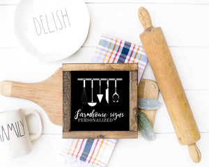 Personalized Kitchen sign for farmhouse kitchen 6x6 inch personalized farmhouse for kitchen Custom framed