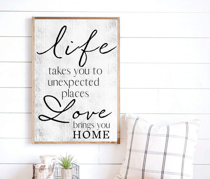 Home sign farmhouse decor life love  farmhouse sign wall art framed Rustic home wall decor wall art gift for her  housewarming gift