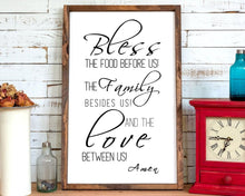 Load image into Gallery viewer, Bless the food before us kitchen wall rustic wood sign dining room sign farmhouse sign Wood sign Farmhouse