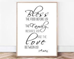Bless the food before us kitchen wall rustic wood sign dining room sign farmhouse sign Wood sign Farmhouse