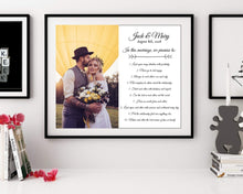 Load image into Gallery viewer, Personalized Wedding Anniversary framed wall art print  Wedding Vows or first Song Lyric personalized anniversary gift