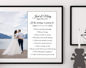 Personalized Wedding Anniversary framed wall art print  Wedding Vows or first Song Lyric personalized anniversary gift