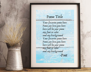 Poem Print Poem print custom Framed poem print Custom Poem Custom sign print poem print framed