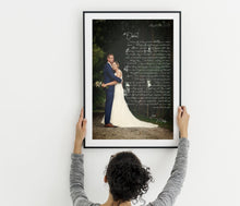 Load image into Gallery viewer, Personalized Wedding anniversary gift framed wedding song lyrics wall art print of your first dance or vows frame song lyric sign gift