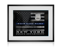 Load image into Gallery viewer, Framed Thin Blue line flag Custom police officer