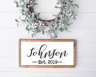 Wood sign last name sign family name sign wedding gift housewarming gift established wood sign family name established sign