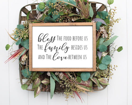Kitchen wall Wood sign dining room sign bless the food before us sign kitchen wall sign for kitchen farmhouse wood sign