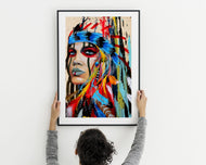 Native American Art Canvas Print Indian girl girl boss Fearless Girl girl power Be Fearless Native american Girl gift for her