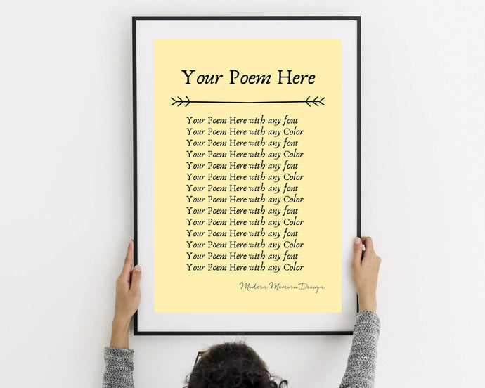 Poem Print Printed Custom in Picture Frame