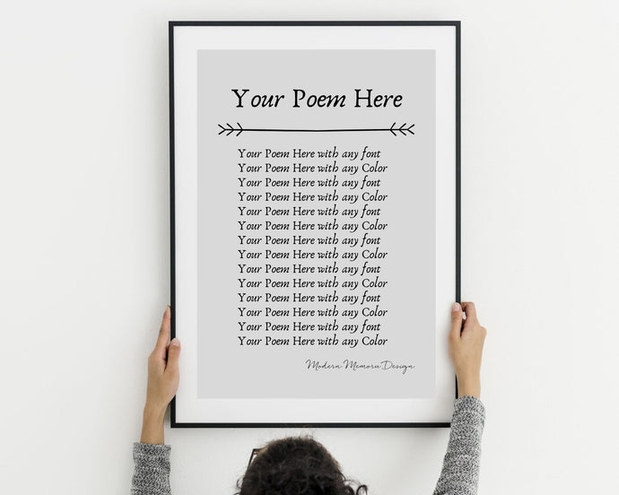 Custom poem print  Custom Frame poem print  custom poem print with photo frame print my poem frame poem custom poem print frame