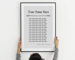 Poem Print Printed Custom in Picture Frame