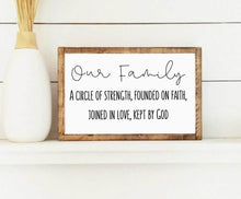 Load image into Gallery viewer, Our family sign Wood sign Farmhouse style wood sign Bible verse