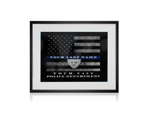 Customized Thin blue line flag Police officer retirement gift Police officer gift Thin Blue Line flag Personalized print Police Sign