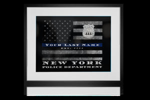 Framed Thin Blue line flag Custom police officer